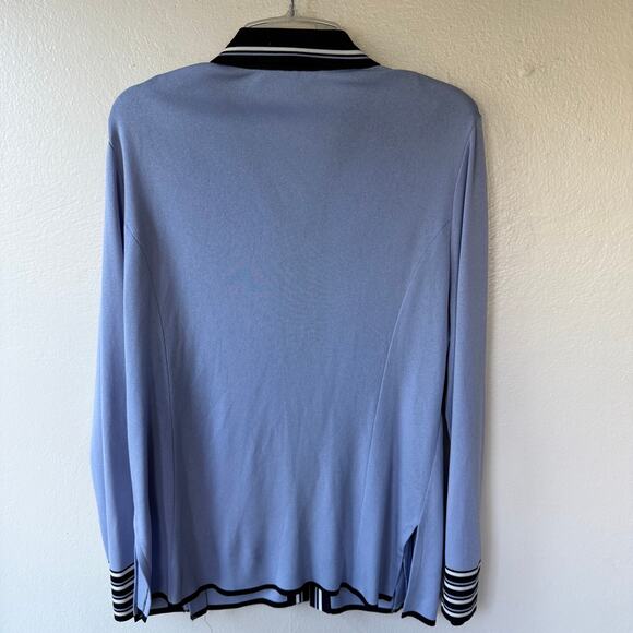 Misook Periwinkle Black Zip up block cardigan Size 1X - Picture 6 of 7